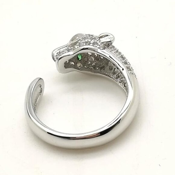 Neiman Marcus 925 Sterling Silver-Plated Pavé Cubic Zirconia Leopard Ring - Picture 4 of 5